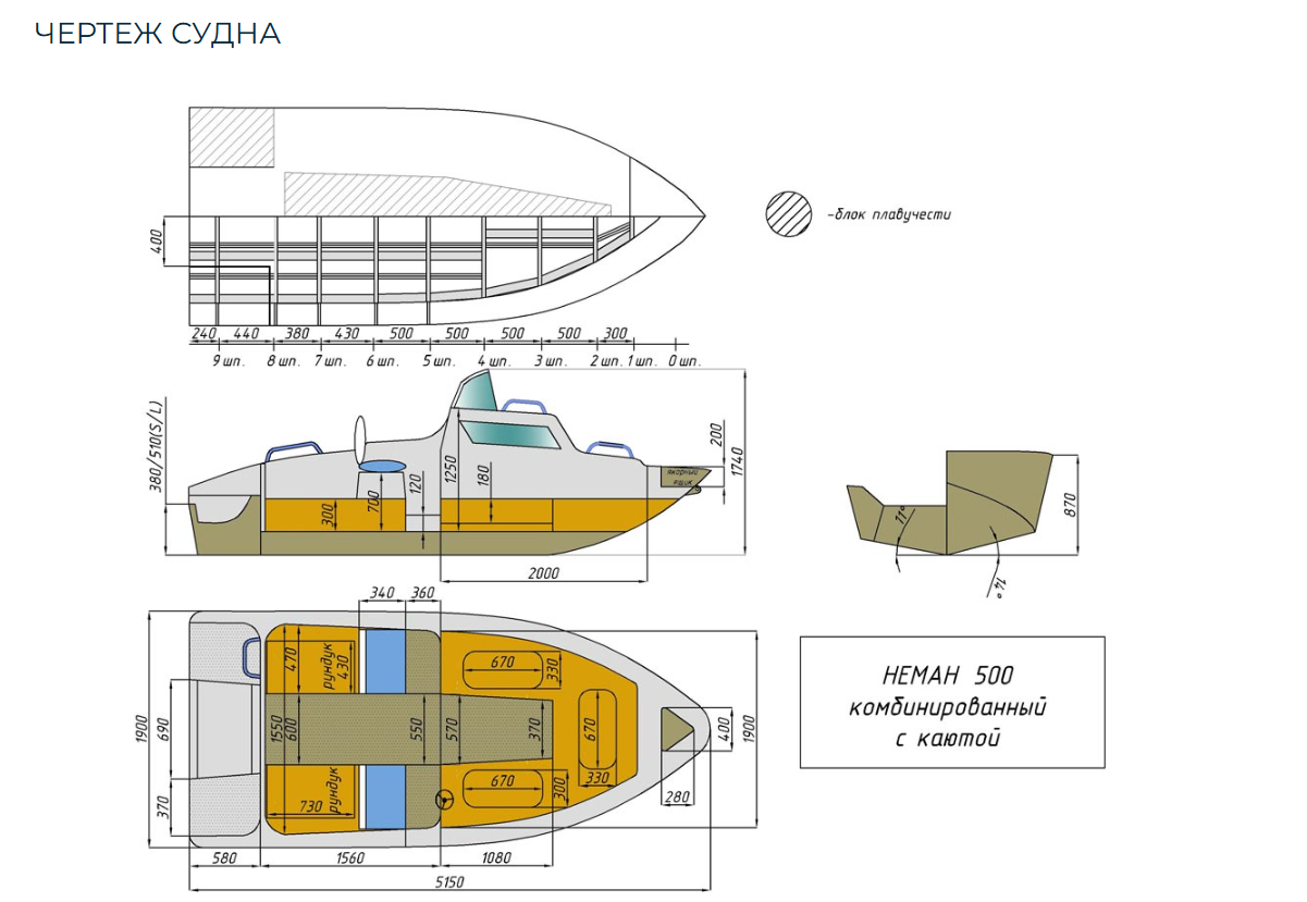 Комбинированный катер Neman-500 с каютой в Назрани