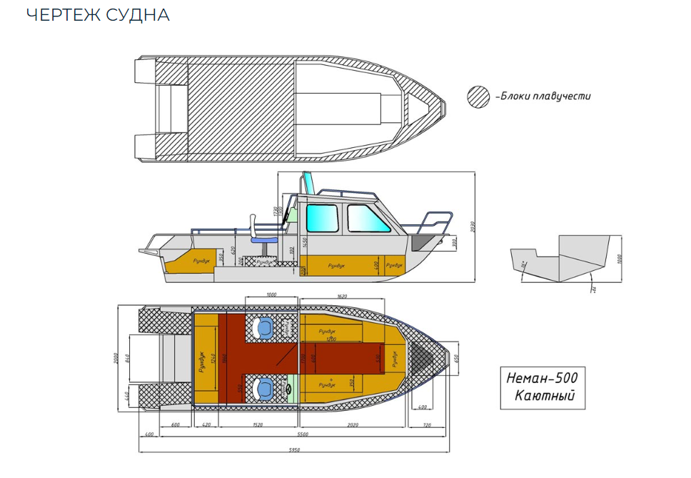 Алюминиевый катер Неман-500 (каютный) в Назрани