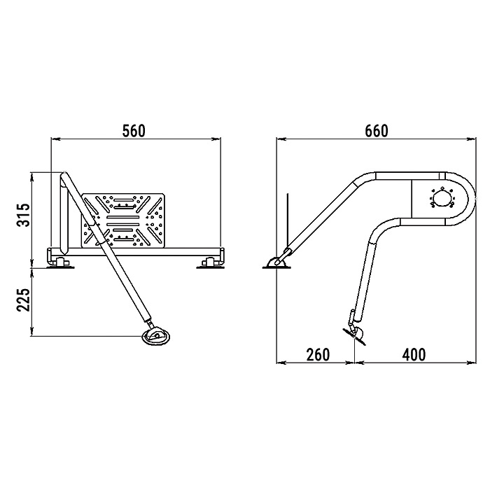 Стойка рулевая с креплением на баллон надувной лодки 25мм в Назрани