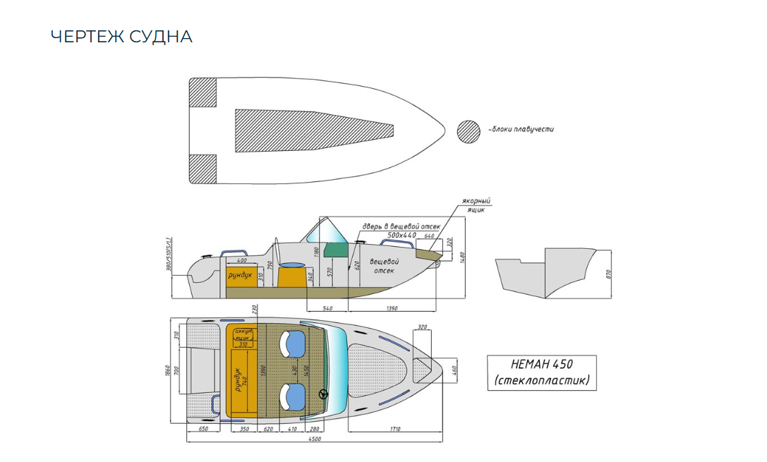 Стеклопластиковый катер Neman-450 в Назрани