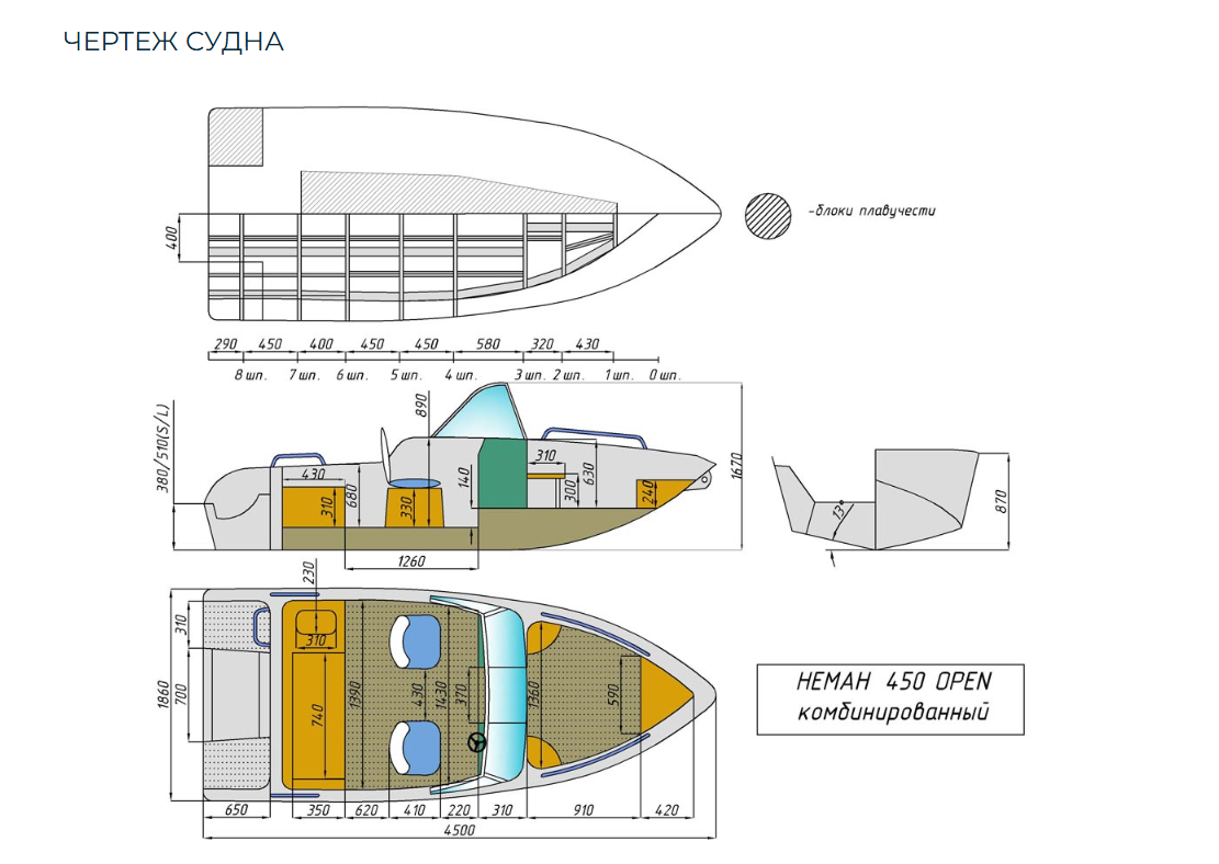 Комбинированный катер Neman-450 Open в Назрани